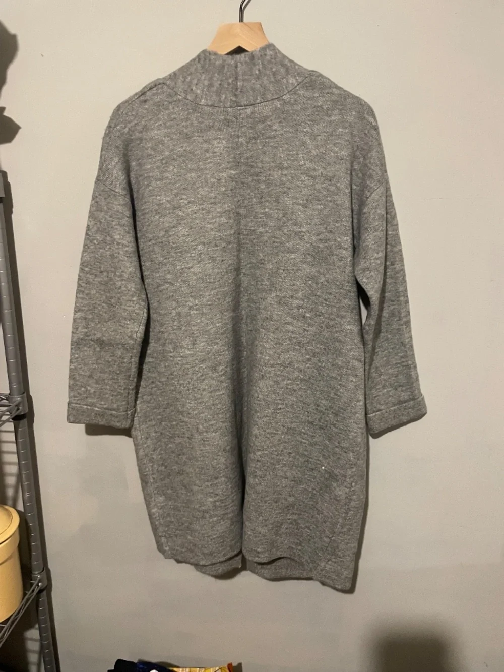 Time and true women’s medium long gray open front cardigan